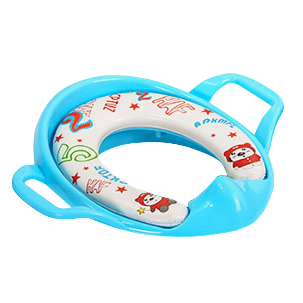 Soft Padded Potty Training Seat Kids Baby Toilet with Handles Blue, 37.5x28 cm