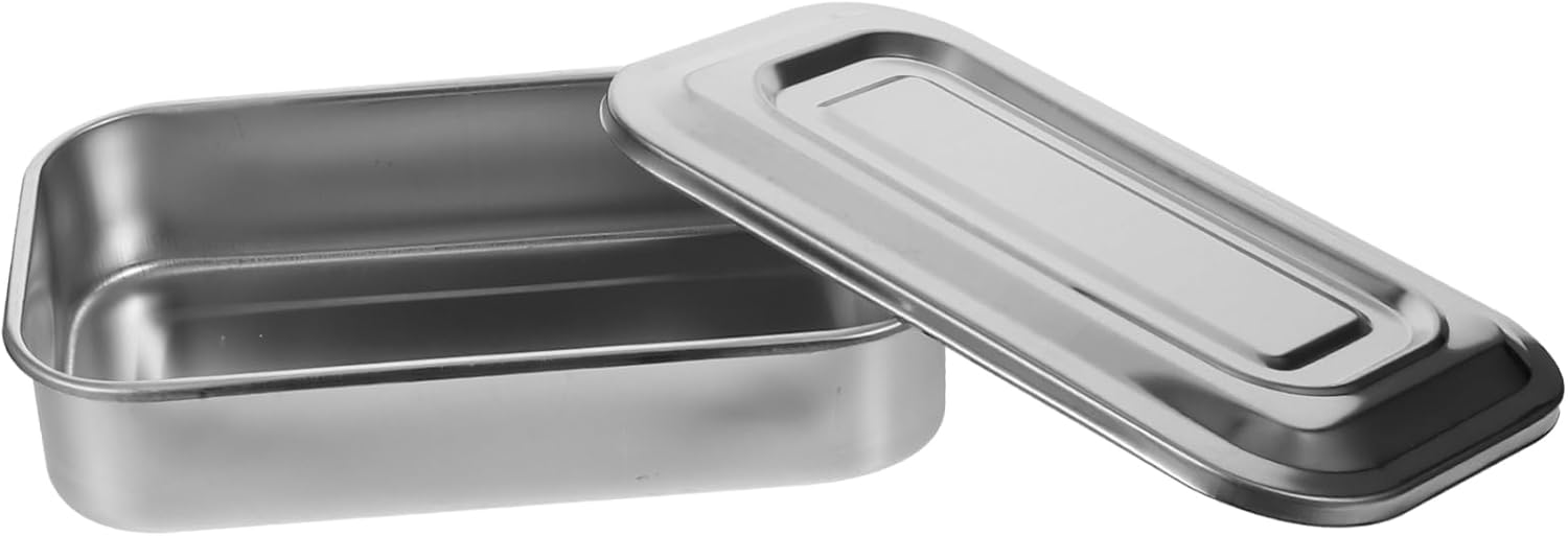 GALPADA 4pcs Stainless Steel Box Lid Medical Tray for Nail Tools and Equipment Seamless Design for Easy Cleaning and Leak