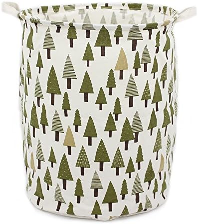 Homele 19.7" Large Laundry Hamper Bucket Waterproof Coating Cotton Laundry Basket Collapsible Washing Basket Canvas Storage Basket Bin Home Nursery Toy Organizer (Tree)