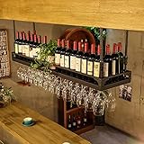 Altura regulable: la altura del soporte de vino se puede ajustar telescópicamente, y la instalación es simple, y se puede fijar con tornillos autorroscantes.