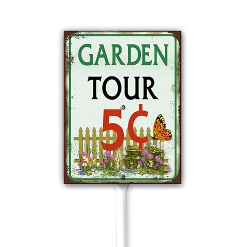 Cartello in metallo stile rustico da giardino, 5 centesimi, divertente cartello da giardino retrò in stagno, cartello in alluminio stampato UV, facile da montare, per uso esterno, impermeabile,