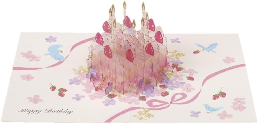 Gakken Sta:Ful Happy Birthday Crystal Laser Cut Cake Pop Up Greeting Card