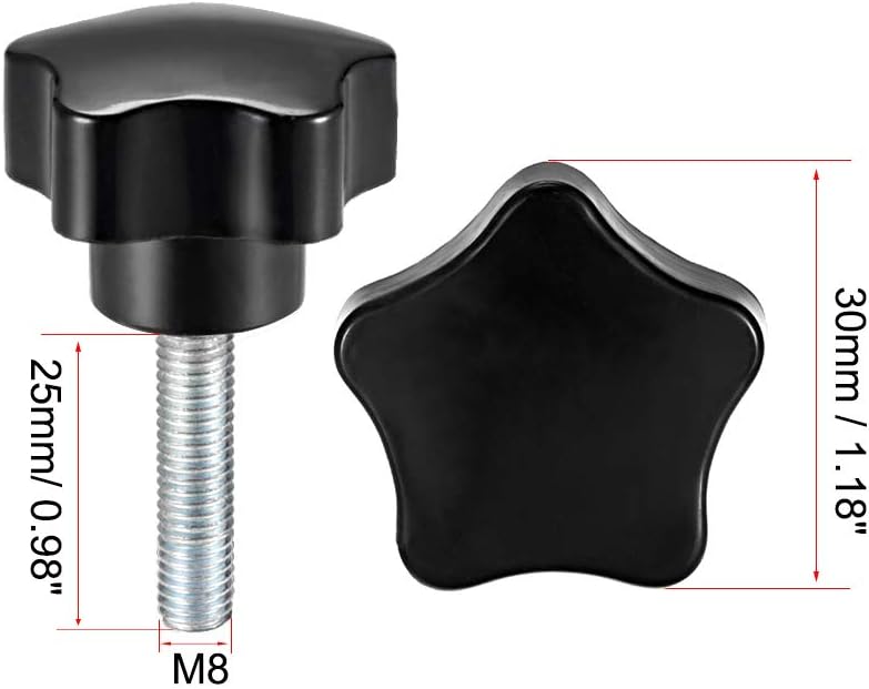 uxcell 10 Pcs Star Knobs Grips M8 x 25mm Male Thread Steel Zinc Stud Replacement PP