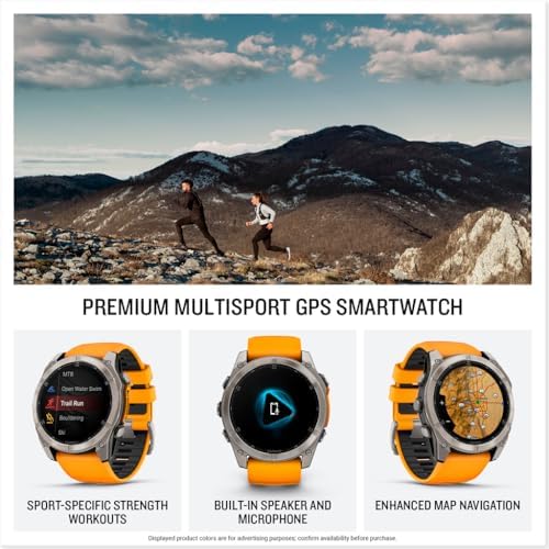Garmin fēnix® 8 – 51 mm, AMOLED, Sapphire, Premium Multisport GPS Smartwatch, Long-Lasting Battery Life, Dive-Rated, Built-in LED Flashlight, Titanium with Spark Orange/Graphite Band — view 2