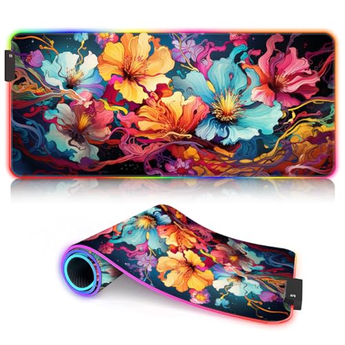 Desk Pad XL Extended Cinque Terre RGB Keyboard Mat XL (31,5 x 11,8 x 0,12 pouces) Tapis étendu professionnel grand ordinateur portable travail jeu bureau maison