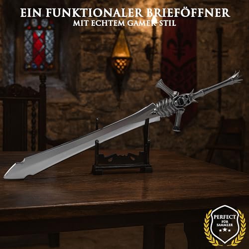 Devil May Cry Dante Schwert Rebellion Brieföffner XL 30cm | DMC Metall Replik aus Zinkdruckguss | Spardas Erbe Gaming Deko | Anime Sammlerstück & Geschenk