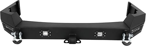 Miniatura 14 de FINDAUTO Parachoques delantero apto para Jeep Cherokee 1983-2001 con placa de cabrestante, luces LED y anillos en D, mejorado, texturizado