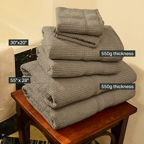 Image of Preston Lane Douro Hand Towel Set - 2 Pack Luxury Cotton Towels, Ultra Soft & Absorbent, Quick-Dry Spa-Quality Bathroom Towels, Made in Portugal, Eucalyptus - 18.5 x 27.5