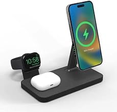 ZAGG mophie Snap+ 3-in-1 Wireless Charger with UK/Ireland Adapter, Qi-Enabled devices, Fast Charging, Up to 15W, Black