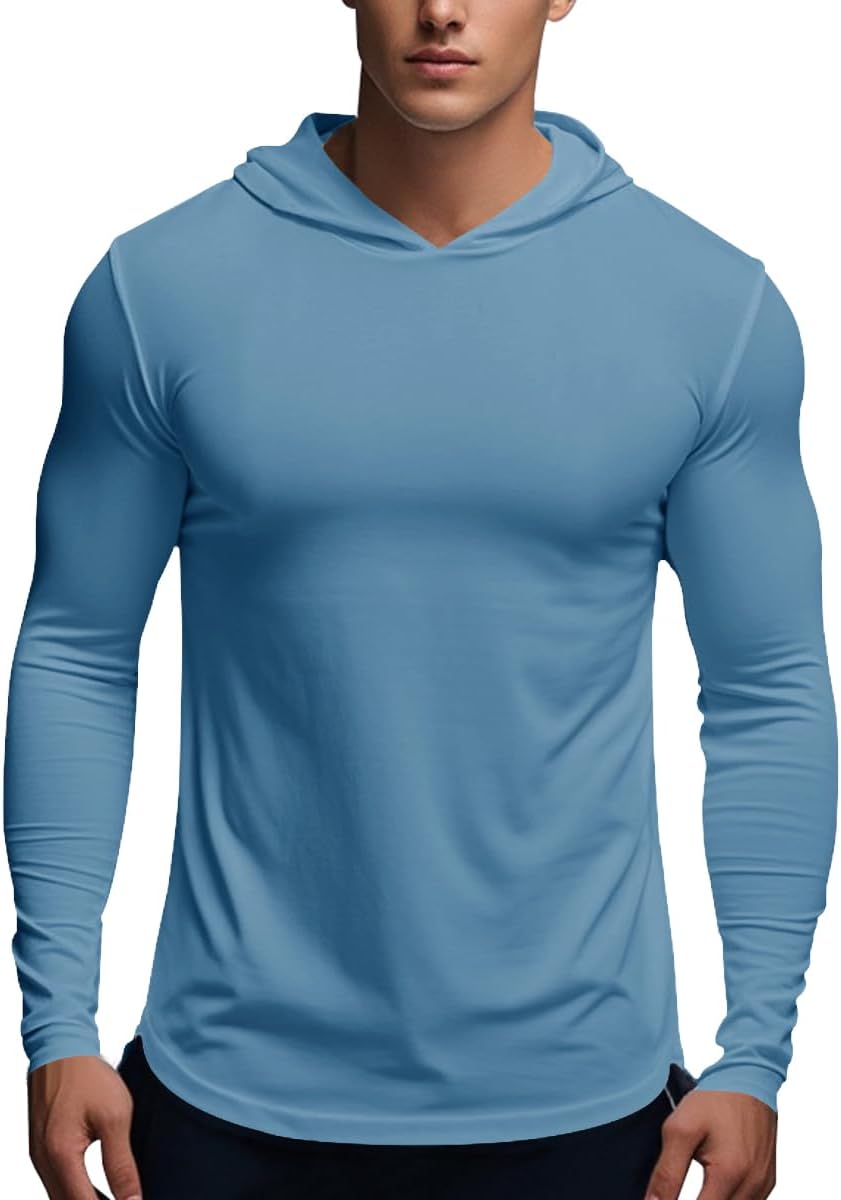 Muscle Killer Chemise de pêche à capuche à manches longues pour homme, coupe sèche, course à pied, Abricot., Grand