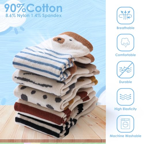 Simpeak 4 Pairs Baby Non Slip Grip Socks Unisex, Cotton Breathable Animal Children Floor Crawling Socks, Anti-Slip Toddler Crew Socks, Non Slip Ankle Socks - Image 5