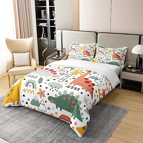 Dinosaur 100% Cotton Duvet Cover Double Size 3D Dino Print Bedding 100% Cotton Set for Kids Boys Girls Teens Room Decor Jungle Dino Comforter Cover Set Wild Animal Bedspread Cover 3Pcs Zipper - Image 2