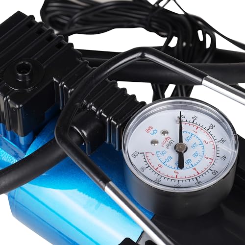 Image of EX Flat i7878 Heavy Duty Metal Electric Car Air Compressor with Pressure Gauge,12V DC Portable Tyre Inflator Air Pump for Car,Trucks,Bus, Bike, Auto & Van, Single Cylinder 150 PSI High Pressure