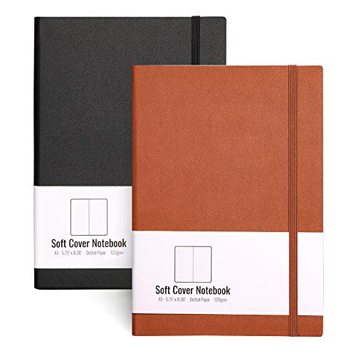 A5 Dotted Bullet Grid Softcover Journals(2-Pack)- AHGXG Dot Grid Notebook 5.75 x 8.38