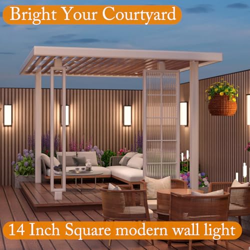Image of 14in Dusk to Dawn Modern Black Outdoor Wall Light Fixtures