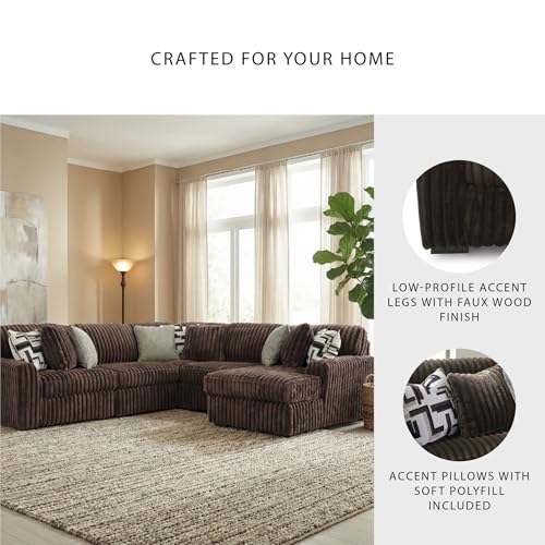 Image of Signature Design by Ashley 5-Piece Sectional Couch with Chaise, Chocolate