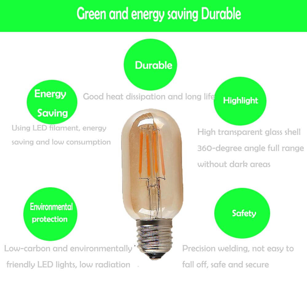 15 Stücke LED E27 4W T45 Filament Glühbirne Edison Vintage Glühlampe Lampe Birne Warmes Licht 2300K,Nicht Dimmbar 400LM AC 220-240V