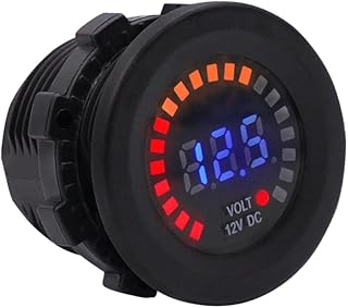 ULTECHNOVO 2piezas Voltímetro Digital Led Para Motocicleta y Coche Pantalla Azul Medidor De Voltaje Compacto Para Atv y