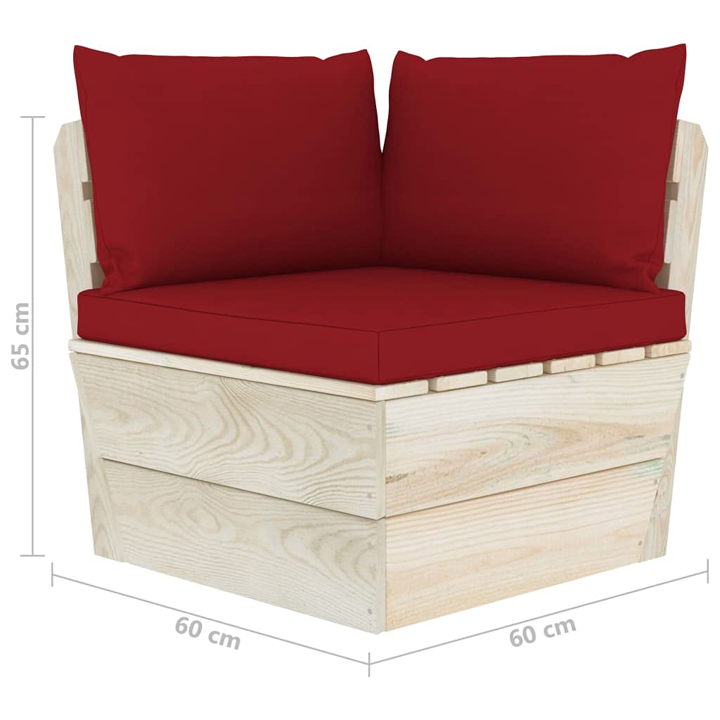 vidaXL Abeto Impregnado Sofá de Esquina de Palets de Jardín Cojines Asiento Silla Sala de Estar Salón Terraza Patio Exterior Estable Balcón Seccional