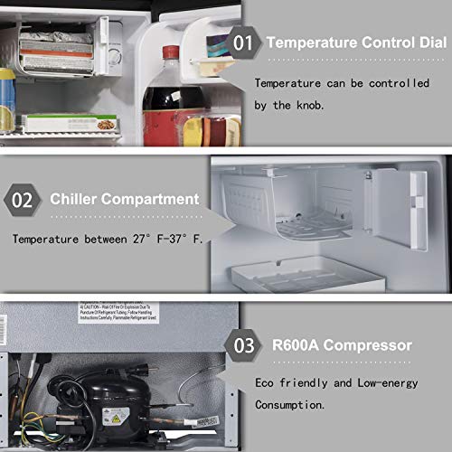 Willz Compact Single Door Refrigerator, Adjustable Mechanical Thermostat With Chiller & Slide Out Shelving, 1.7 Cu Ft, Black #TOP5
