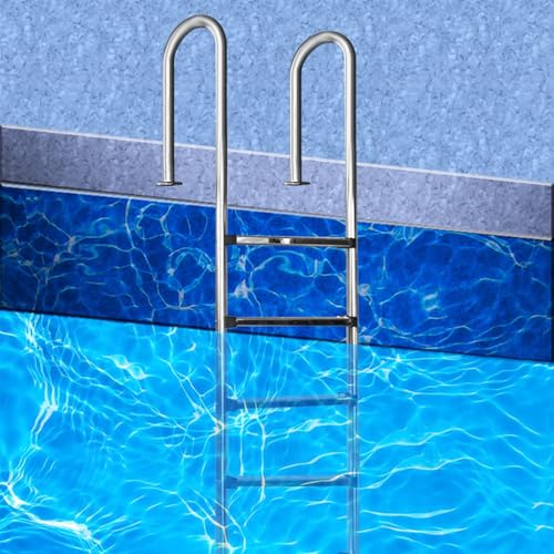 Escalera para piscina con 2 peldaños y pasamanos de acero inoxidable miniatura 7