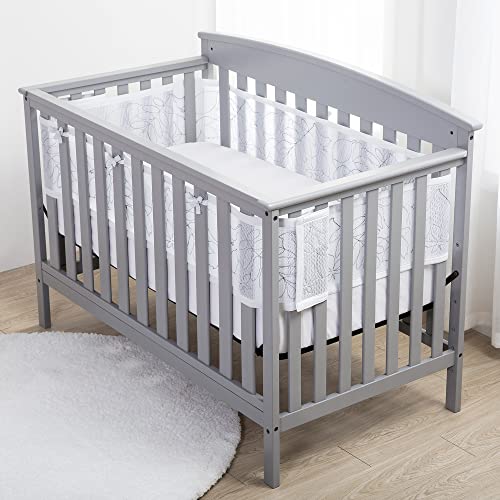 BreathableBaby Breathable Mesh Liner for Full-Size Cribs, Deluxe 4mm Mesh, Feathered Friends (Size 4FS Covers 3 or 4 Sides)