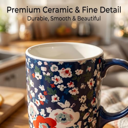 Taza de viaje cerámica 17oz con tapa y caja floral miniatura 3
