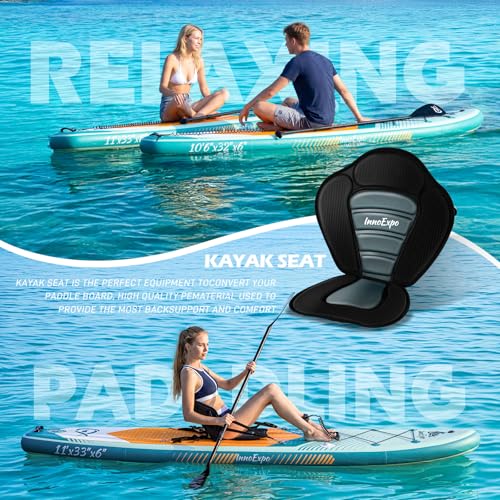 Image of InnoExpo Inflatable Stand Up Paddle Boards with Premium Accessories, Wide Stable SUP Paddle Board Design, Non-Slip Comfort Deck for Youth & Adults