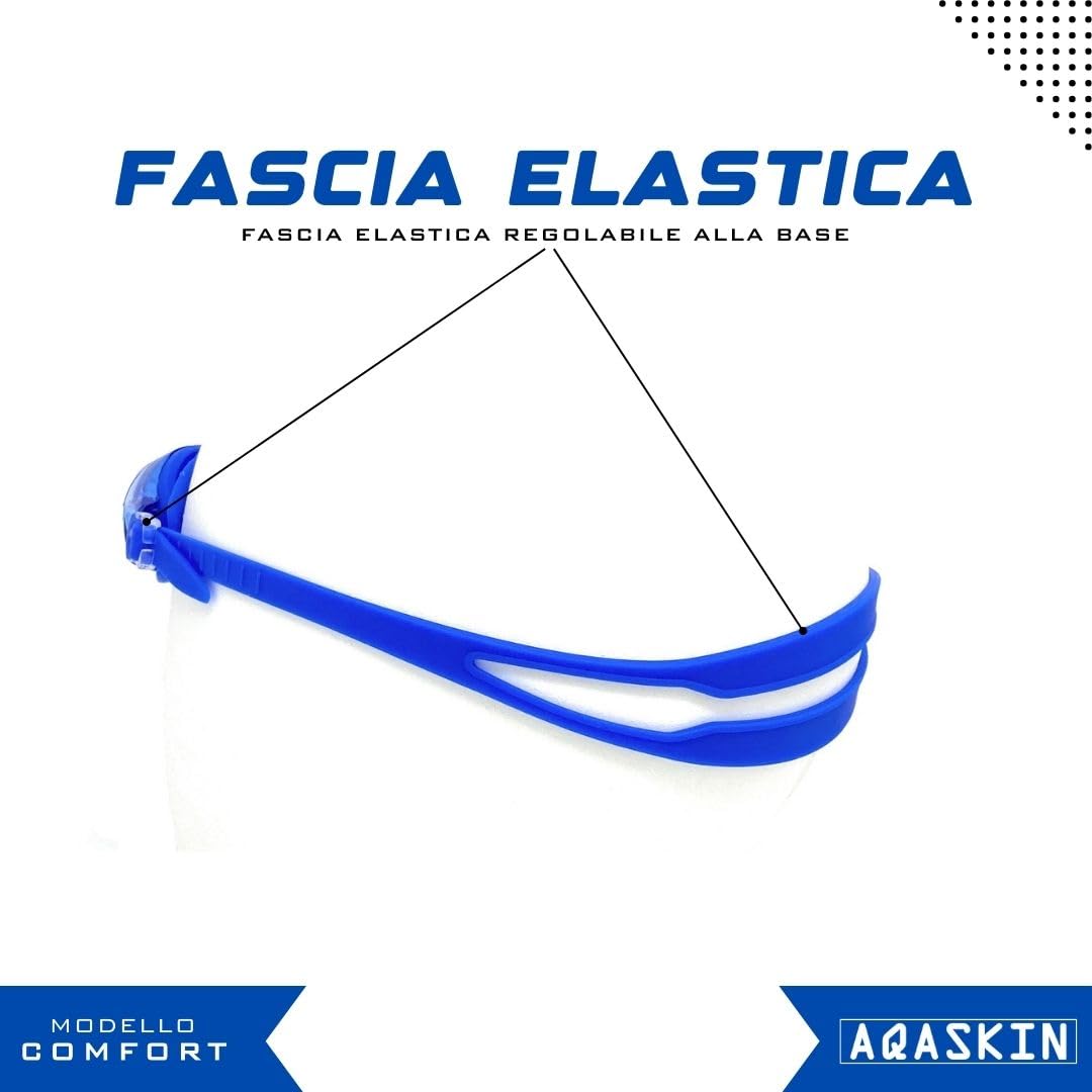 Occhialini Nuoto Professionale Modello COMFORT - SCONTI QUANTITÀ - Anti-Perdita - Piscina e Mare per Adulti e Bambini, Ponte Nasale e Fascia Elastica Regolabili.