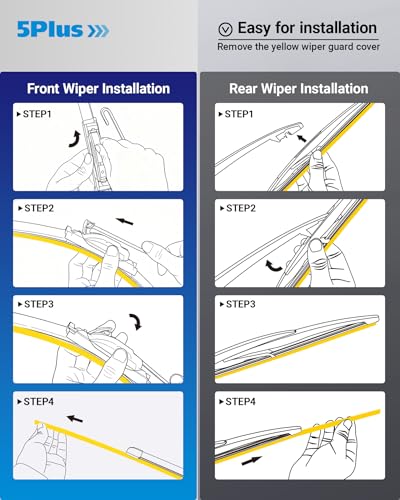 Image of Wipers Replacement for Ford Flex 2009-2019 Windshield Wiper Blades,24 inch+22 inch Windshield Wipers with 12 inch Rear Wiper Blade - Factory Fit & All-Season OEM Quality (Pack of 3)