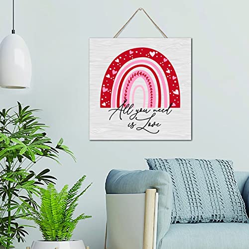 Panneau mural en bois All You Need Is Love 30x30 cm pour deco de salon