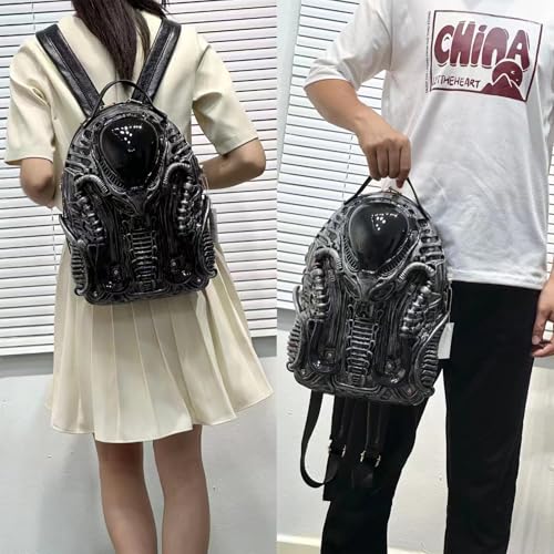Image of Xenomorph Alien Backpack Shoulder Bag for Men Women | PVC material, Detachable straps, Cyberpunk dark aesthetic, Roomy fit, Ideal for cosplay, festivals, Halloween & daily.