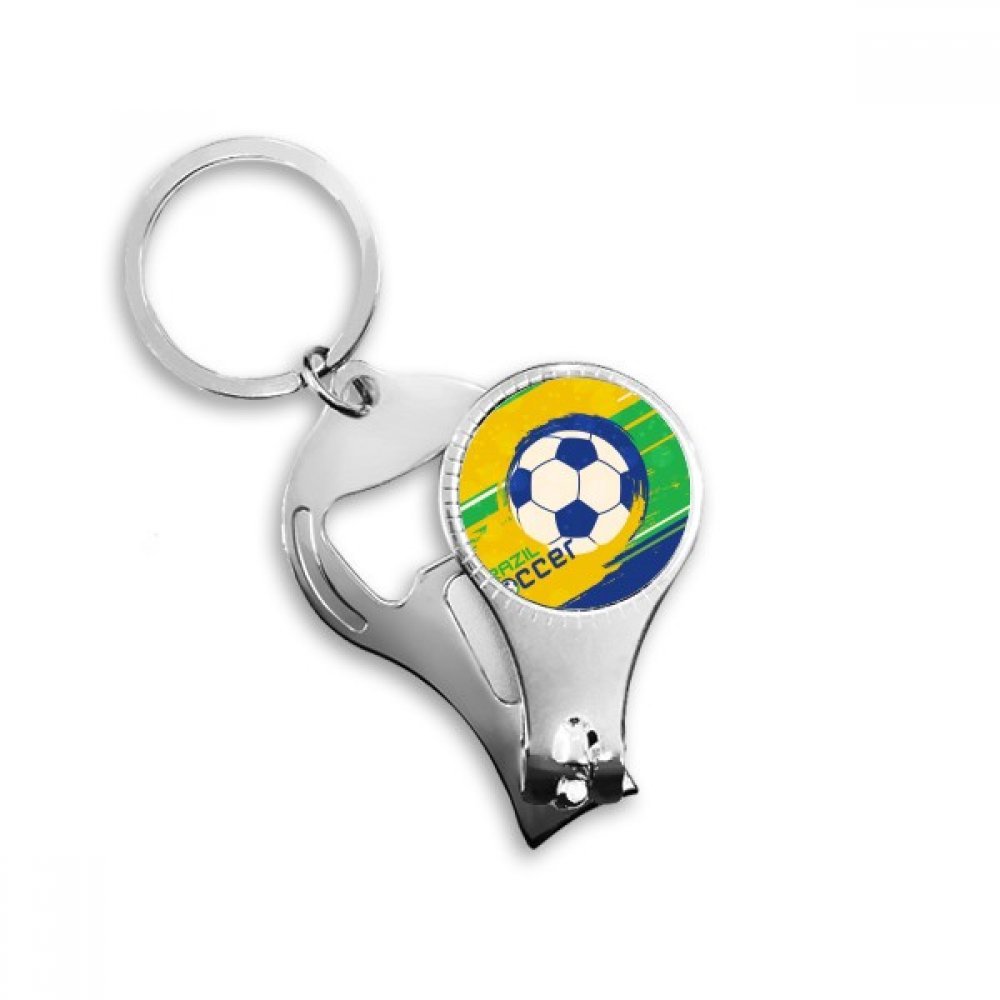 Porte-clés football Brésil coupe-ongles décapsuleur multi-fonction