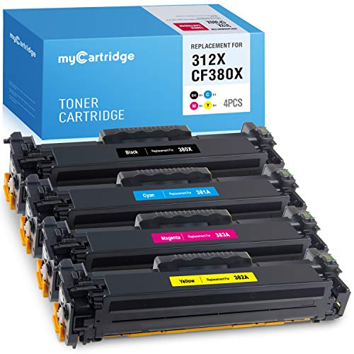 Image of MYCARTRIDGE Remanufactured Toner Cartridge Replacement for HP 312X 312A CF380X CF380A for MFP M476nw M476dn M476dw Pro 400 Color M451dn M451dw M451nw M475dn Printer (Black Cyan Yellow Magenta 4 Pack)