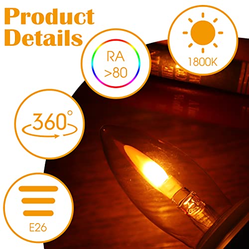 Flicker Flame Light Bulb -Flame Shaped, E26 Standard Base, Flickering Orange Glow - Box Of 6 #TOP3