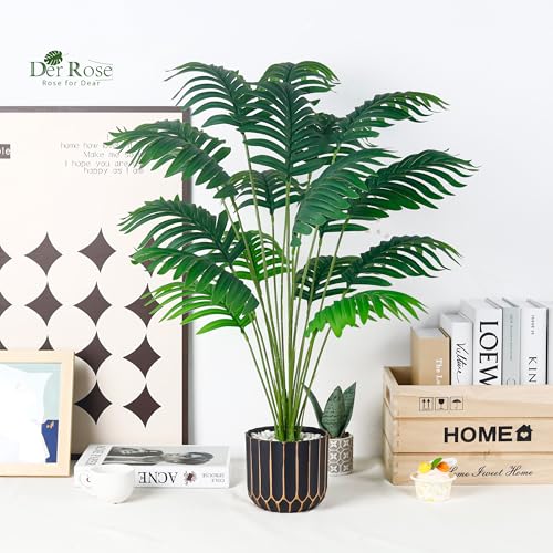 Image of Der Rose 2 Pack 28 inch Fake Plants, Faux Palm and Monstera for Office Decor
