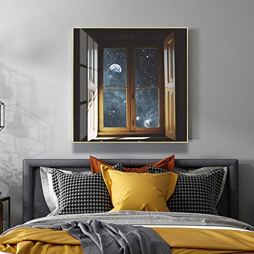 Affiche murale nordique paysage fenêtre toile moderne 40x40cm sans cadre