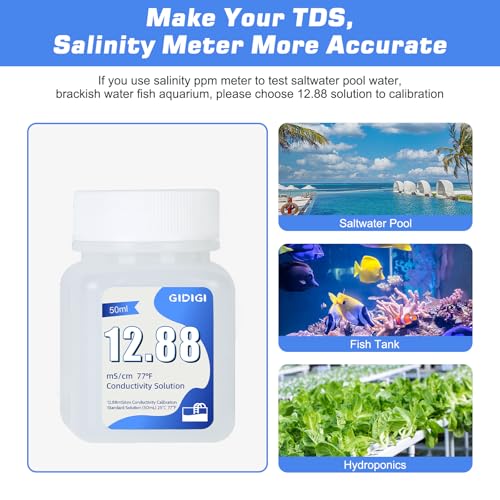 Image of EC Calibration Solution 4 * 50ml 12.88mS /cm for TDS EC Salt Meters | TDS Calibration Solution Kits, High-Precision Calibration, For TDS Meter, EC Meter and Salinity Meters
