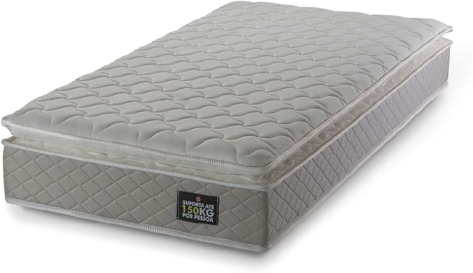 Colchão Solteiro Strong Pillow Top Espuma D45 88x188x24cm Bege - Suporta até 150kg por Pessoa
