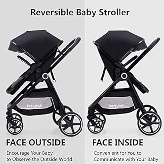 2-in-1 Baby Stroller - Folding Infant Newborn Pram Stroller with Reversible Seat - Toddler Strollers for 0-36 Months Old Babies