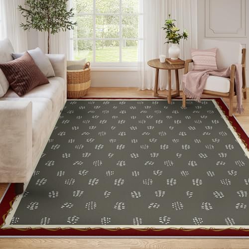 Tapis de lit géométrique minimaliste gris foncé 120x180 cm