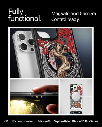 Image of Spigen Ultra Hybrid T MagFit Back Cover Case for iPhone 16 Pro, c11 Collection, MagSafe Compatible, Camera Control Covered, 3D Effect with Hexa-Layer Print - PC+TPU | Sephiroth