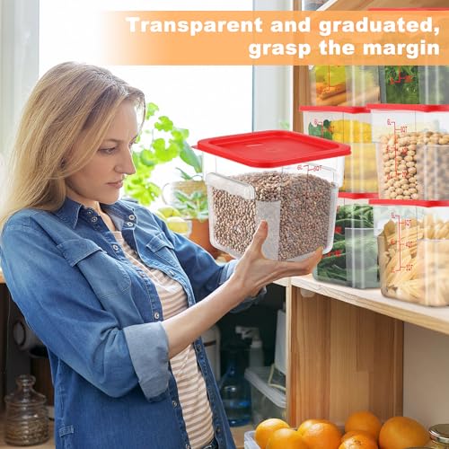 Image of Ziliny 15 Sets 6 Qt Dough Proofing Container with Lid, Red