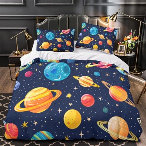 Parure de lit galaxie 260x220 cm avec housse de couette zippée en microfibre - 4