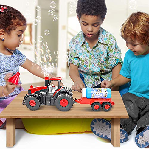 Artcreativity Bump & Go Bubble Blowing Farm Tractor Toy Truck With Lights & Sounds, And Action For Toddlers - Funnel & Bubble Solution Included - Farm Toy Tractor For Boys Girls Ages 1, 2, 3, 4, 5, #TOP6