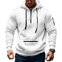 Mens Fleece Hoodie Sweatshirts Workout Athletic Hoodies Long Sleeve Quarter Zip Pullover Sweatshirt with Kanga Pockets
