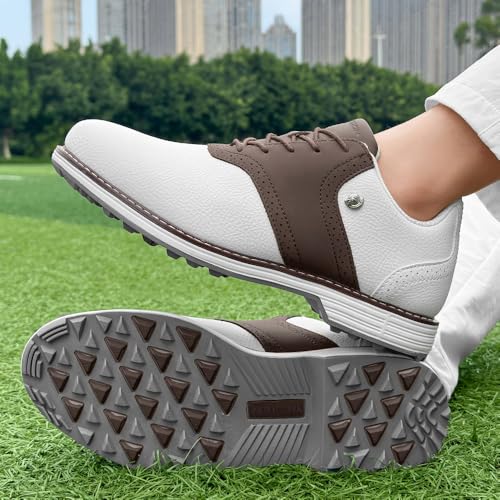 Image of Golf Shoes Men Spikes Classic Golf Footwears Male Walking Sneakers for Golfers Size 7-14
