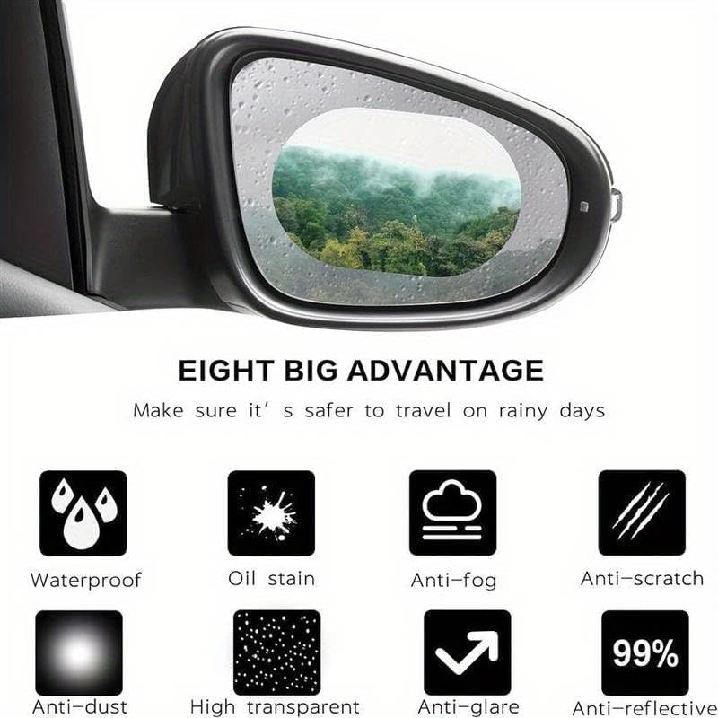 Image of Maxismart Anti Fog Film for Car Mirror Sticker - Window Film Water Protective Sticker for Anti-Glare, Anti-Scratch, Rainproof anti fog film for car mirror (Pack of 4)