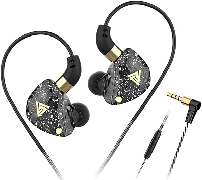Qkz Sk8 in Ear Monitor Headphones, Wired Earbuds Stereo Bass, HiFi IEM Earphone, Wired Gaming Earbuds, Without Detachable Cables Black