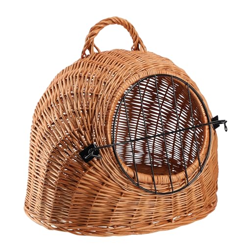 KADAX Panier de Transport pour Animaux en Osier avec Poignée et Fermeture - Chat et Animaux de Compagnie (35 x 40 cm)